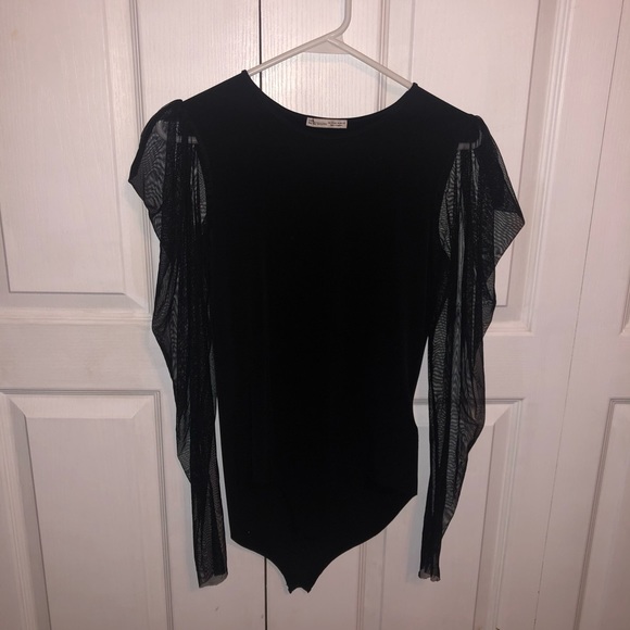 ZARA - NEVER WORN Bodysuit with Tulle Puff Sleeves - Picture 3 of 4